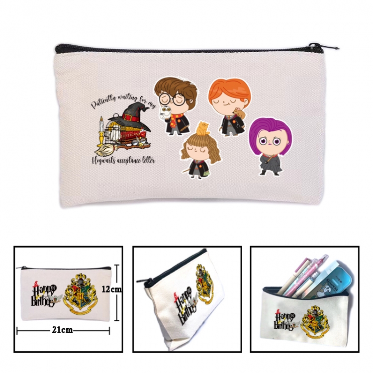 Harry Potter Anime canvas minimalist printed pencil case storage bag 21X12cm