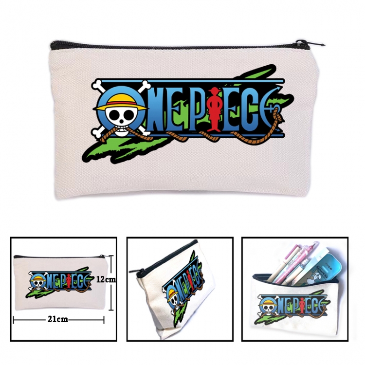 One Piece Anime canvas minimalist printed pencil case storage bag 21X12cm