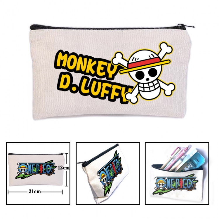 One Piece Anime canvas minimalist printed pencil case storage bag 21X12cm