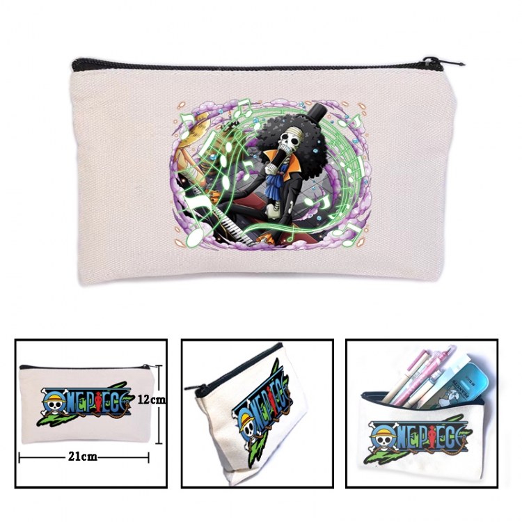 One Piece Anime canvas minimalist printed pencil case storage bag 21X12cm