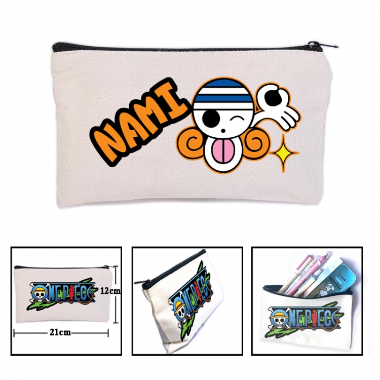 One Piece Anime canvas minimalist printed pencil case storage bag 21X12cm