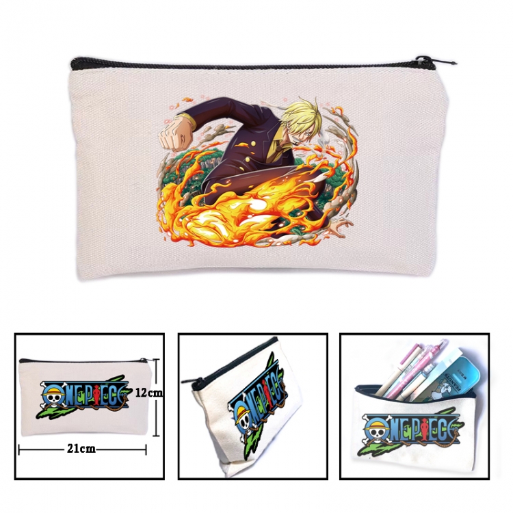 One Piece Anime canvas minimalist printed pencil case storage bag 21X12cm