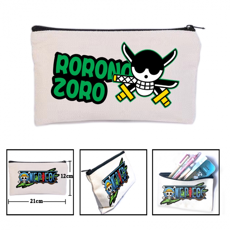 One Piece Anime canvas minimalist printed pencil case storage bag 21X12cm