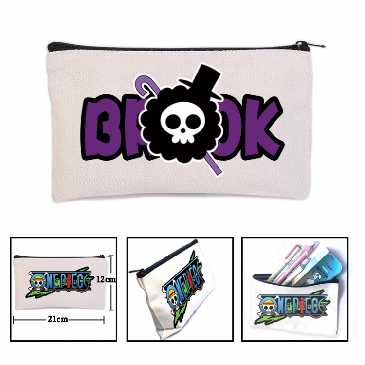 One Piece Anime canvas minimalist printed pencil case storage bag 21X12cm