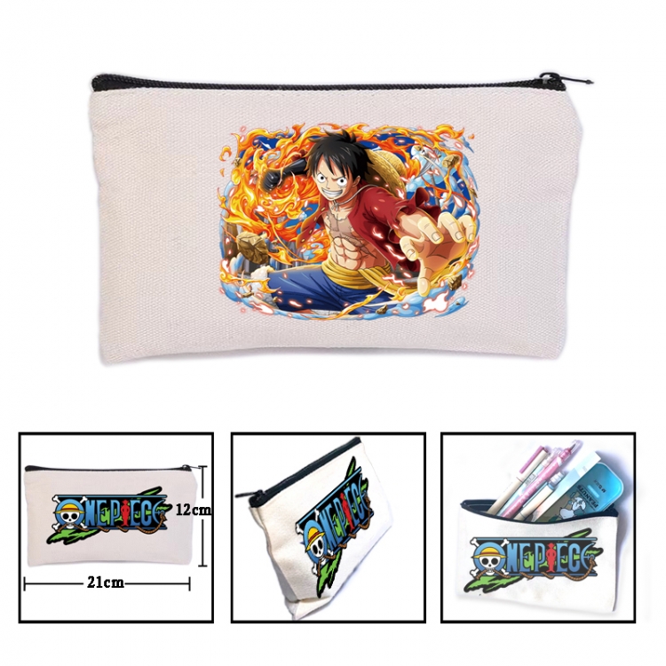 One Piece Anime canvas minimalist printed pencil case storage bag 21X12cm