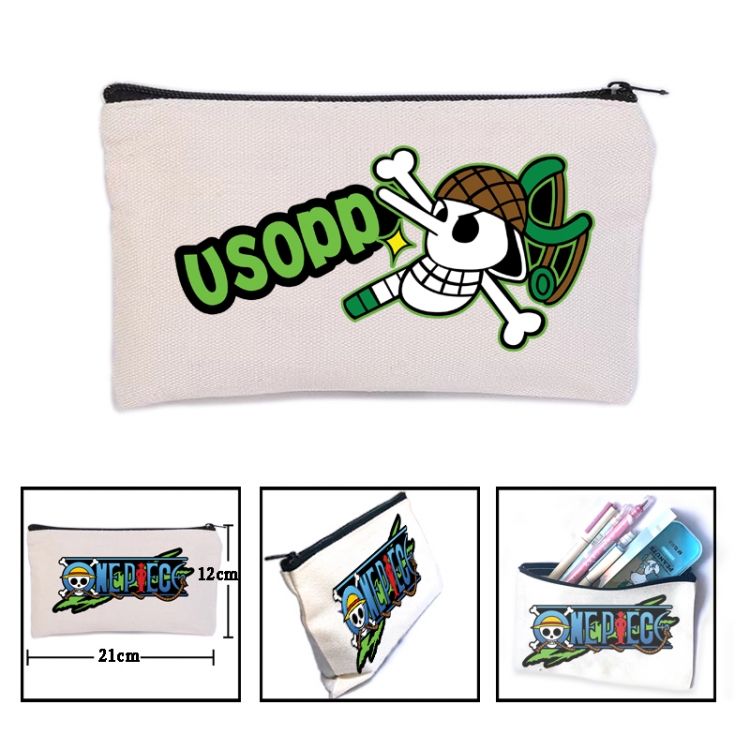 One Piece Anime canvas minimalist printed pencil case storage bag 21X12cm