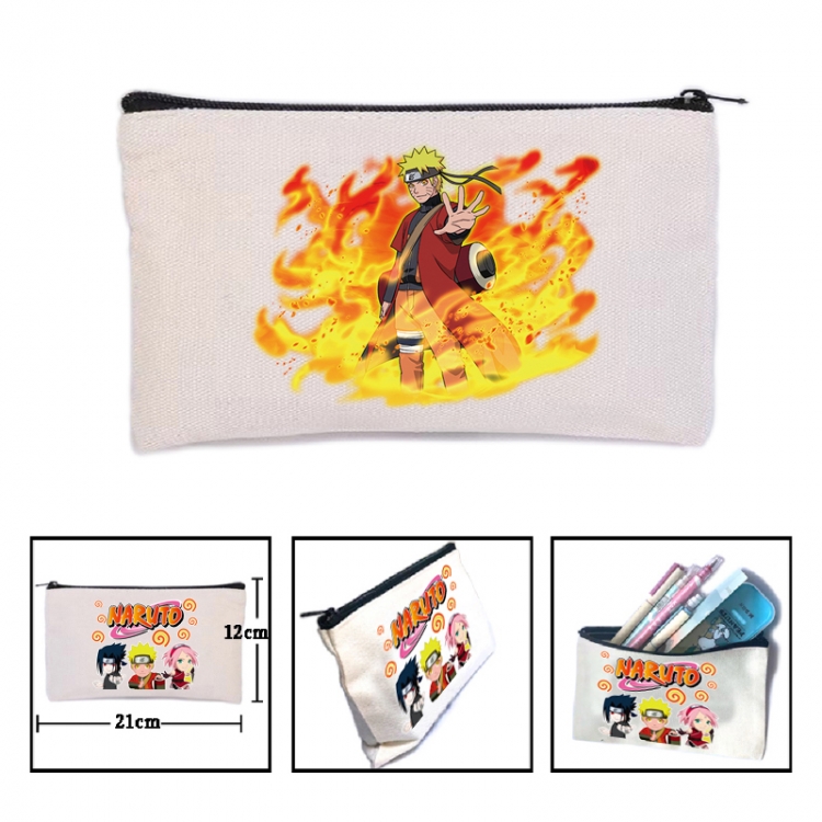 Naruto Anime canvas minimalist printed pencil case storage bag 21X12cm