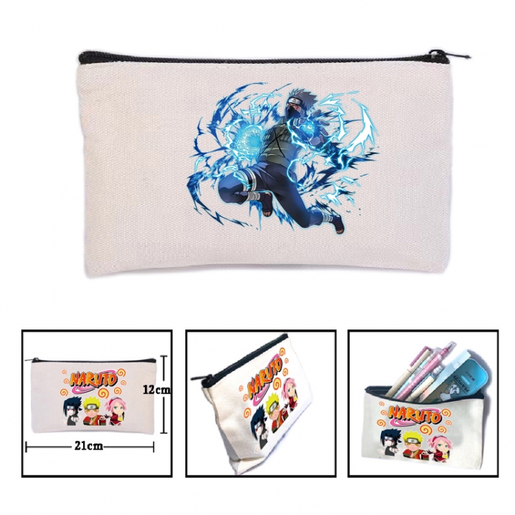 Naruto Anime canvas minimalist printed pencil case storage bag 21X12cm