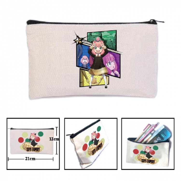 SPYxFAMILY Anime canvas minimalist printed pencil case storage bag 21X12cm