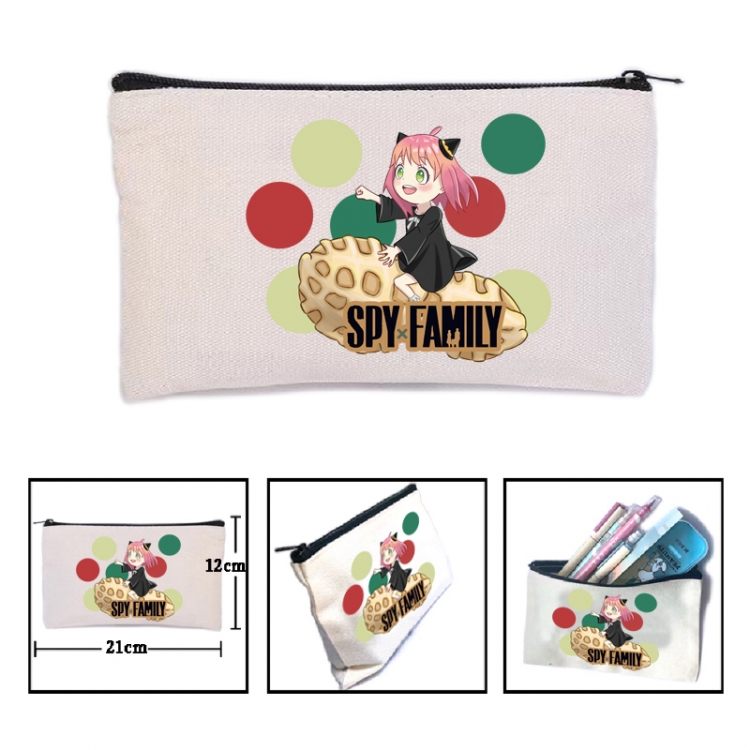 SPYxFAMILY Anime canvas minimalist printed pencil case storage bag 21X12cm