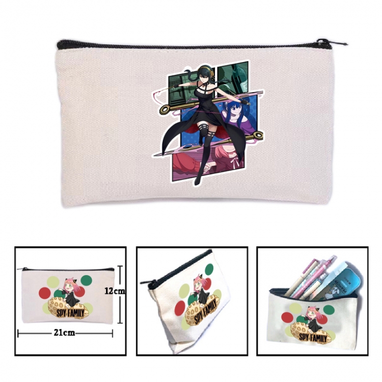 SPYxFAMILY Anime canvas minimalist printed pencil case storage bag 21X12cm