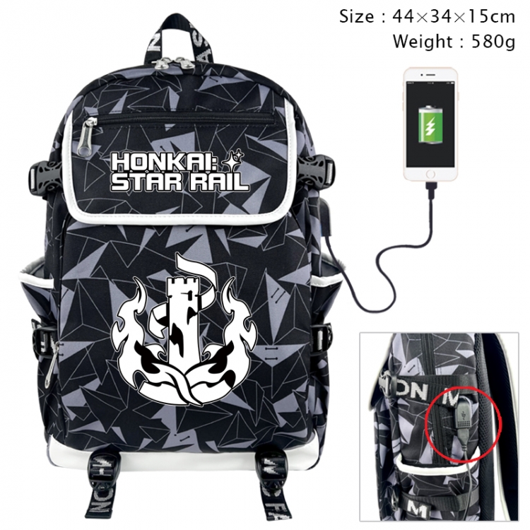 Honkai: Star Rail Anime color shading data line backpack 44X34X15CM