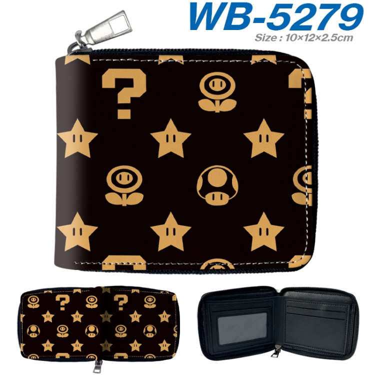 Super Mario Anime Full -color short enclosure PU leather wallet 10x12x2.5cm WB-5279A