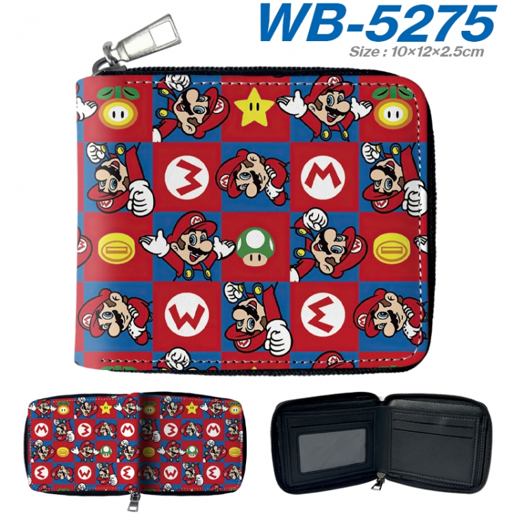 Super Mario Anime Full -color short enclosure PU leather wallet 10x12x2.5cm WB-5275A