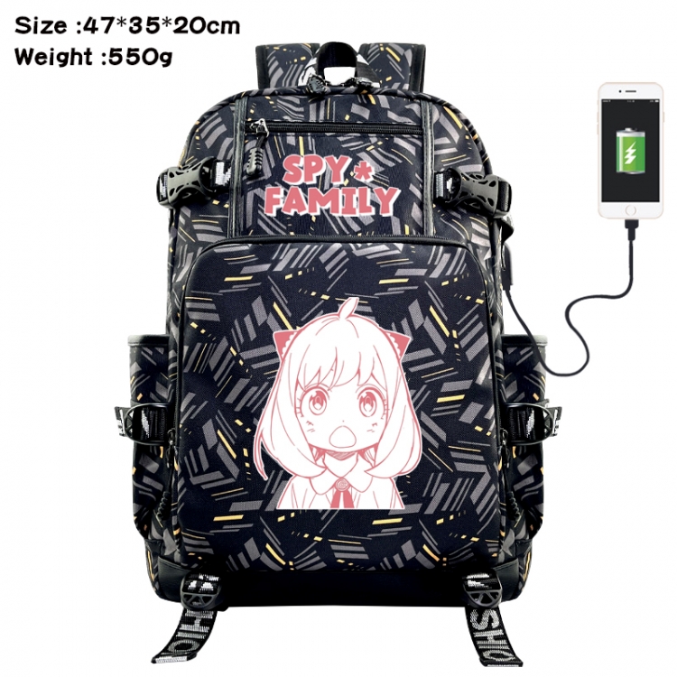 SPYxFAMILY Anime data cable camouflage print USB backpack schoolbag 47x35x20cm