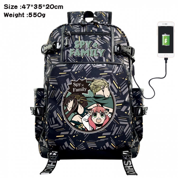 SPYxFAMILY Anime data cable camouflage print USB backpack schoolbag 47x35x20cm