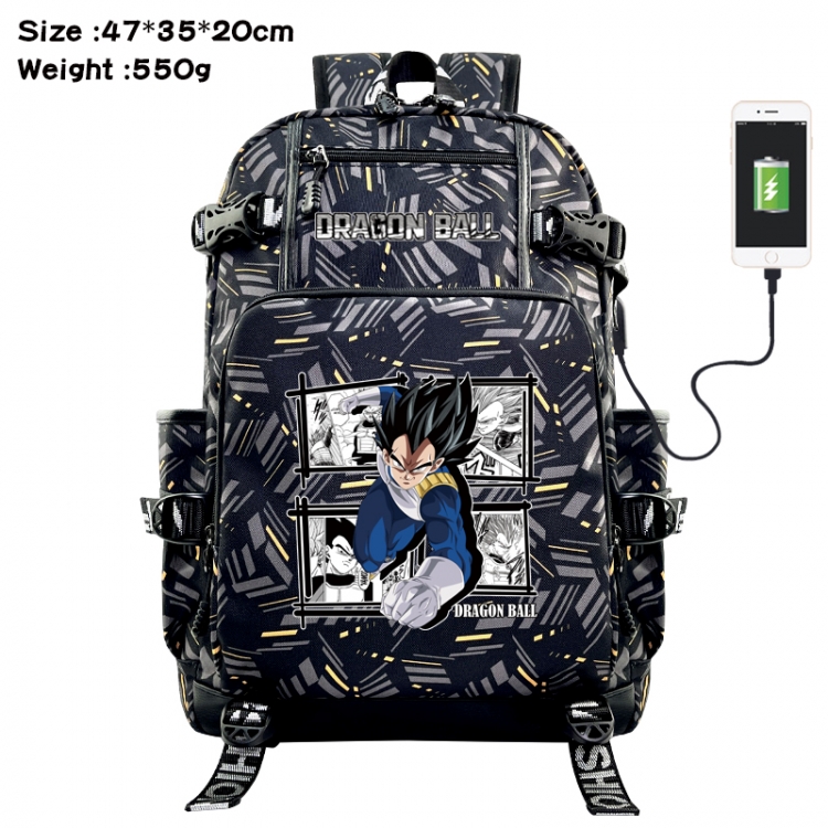 DRAGON BALL Anime data cable camouflage print USB backpack schoolbag 47x35x20cm