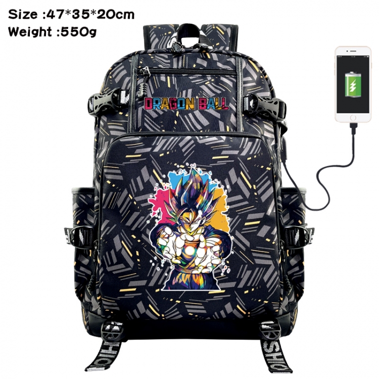 DRAGON BALL Anime data cable camouflage print USB backpack schoolbag 47x35x20cm