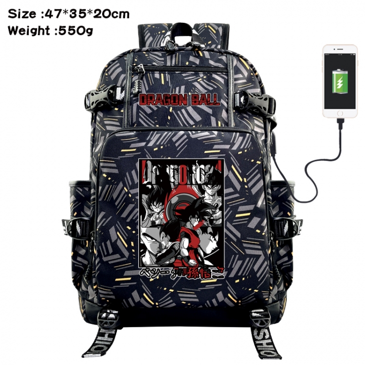 DRAGON BALL Anime data cable camouflage print USB backpack schoolbag 47x35x20cm