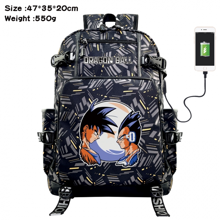 DRAGON BALL Anime data cable camouflage print USB backpack schoolbag 47x35x20cm