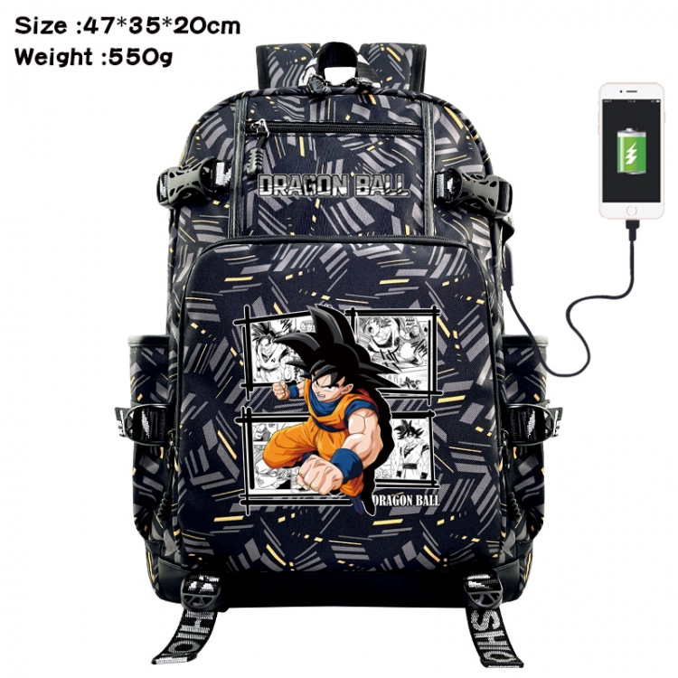 DRAGON BALL Anime data cable camouflage print USB backpack schoolbag 47x35x20cm