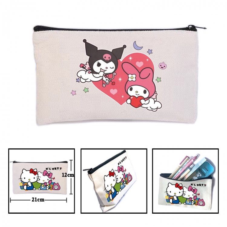 sanrio Anime canvas minimalist printed pencil case storage bag 21X12cm