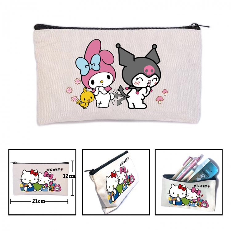 sanrio Anime canvas minimalist printed pencil case storage bag 21X12cm