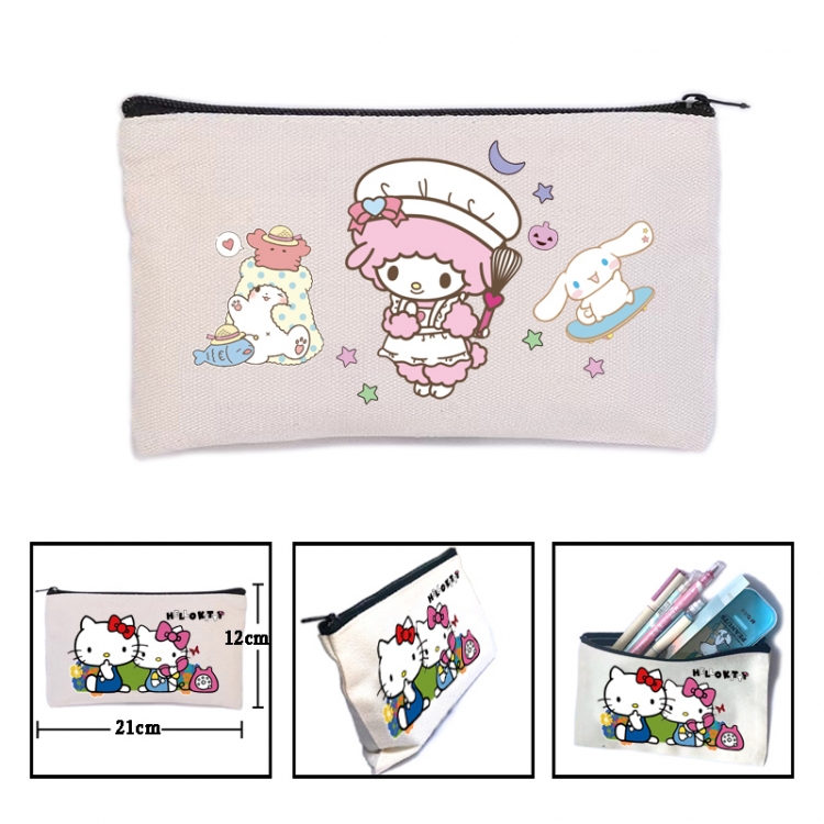 sanrio Anime canvas minimalist printed pencil case storage bag 21X12cm