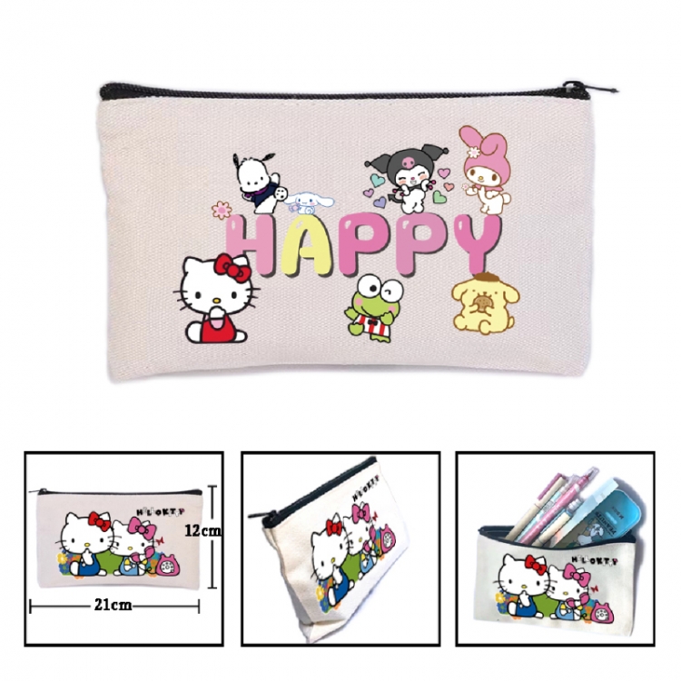 sanrio Anime canvas minimalist printed pencil case storage bag 21X12cm