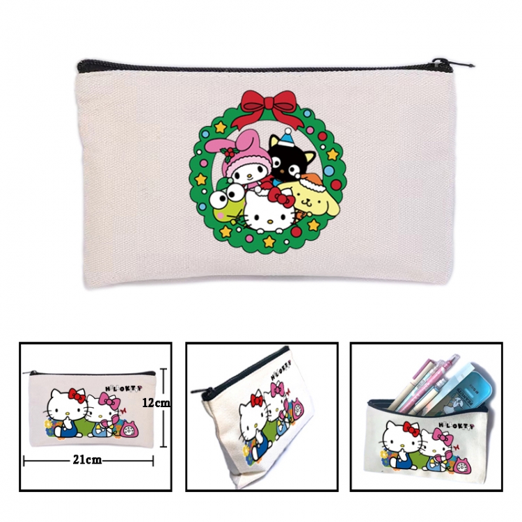 sanrio Anime canvas minimalist printed pencil case storage bag 21X12cm