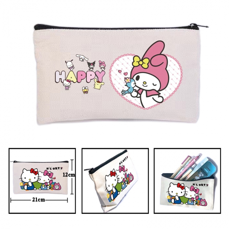 sanrio Anime canvas minimalist printed pencil case storage bag 21X12cm