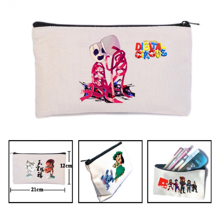 The Amazing Digital Circus Anime canvas minimalist printed pencil case storage bag 21X12cm