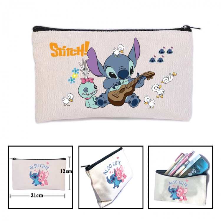 Lilo & Stitch  Anime canvas minimalist printed pencil case storage bag 21X12cm