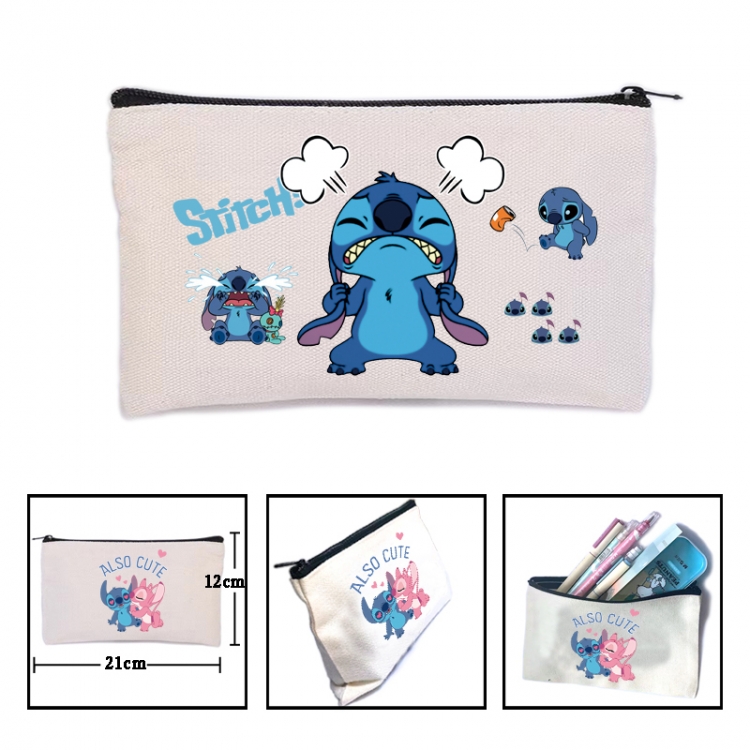 Lilo & Stitch  Anime canvas minimalist printed pencil case storage bag 21X12cm