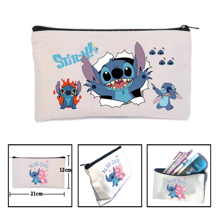 Lilo & Stitch  Anime canvas minimalist printed pencil case storage bag 21X12cm