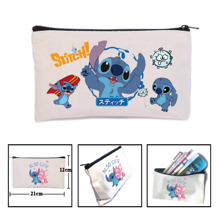 Lilo & Stitch  Anime canvas minimalist printed pencil case storage bag 21X12cm