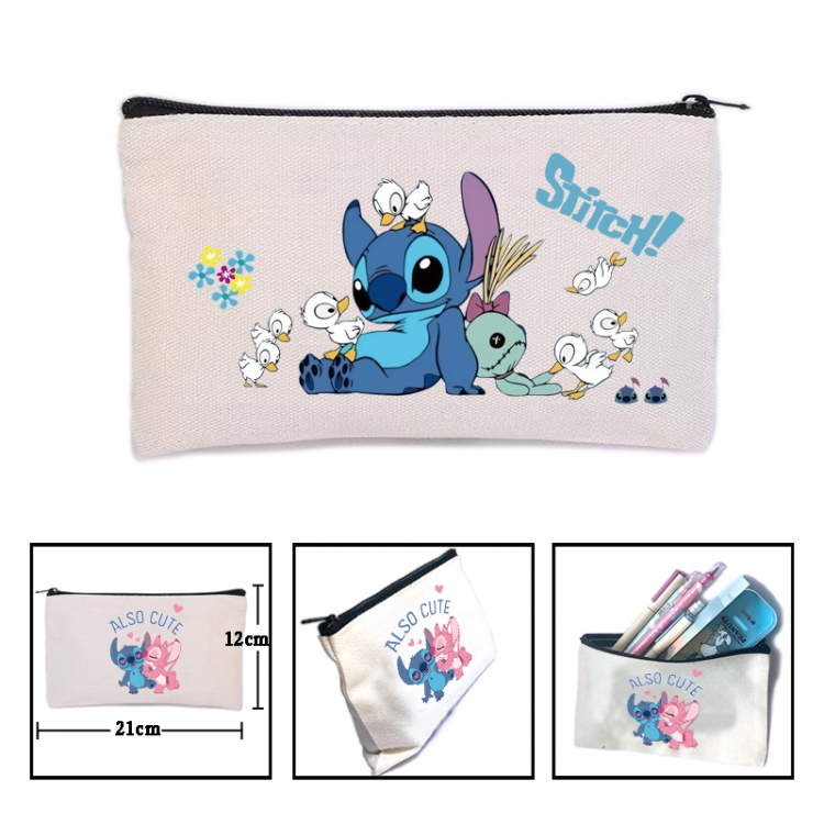 Lilo & Stitch  Anime canvas minimalist printed pencil case storage bag 21X12cm