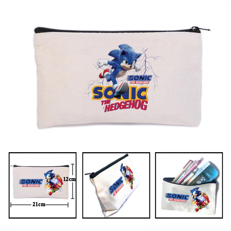 Sonic The Hedgehog Anime canvas minimalist printed pencil case storage bag 21X12cm