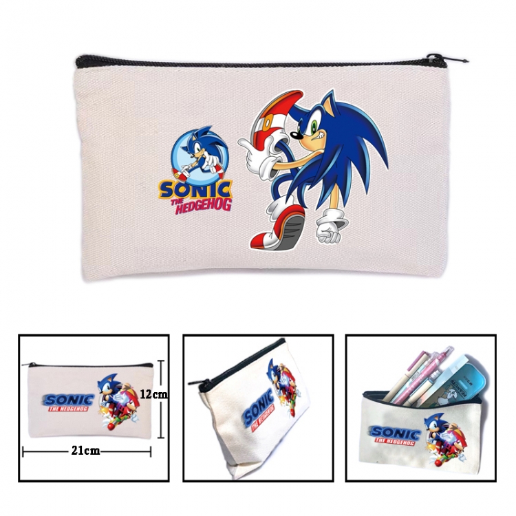 Sonic The Hedgehog Anime canvas minimalist printed pencil case storage bag 21X12cm