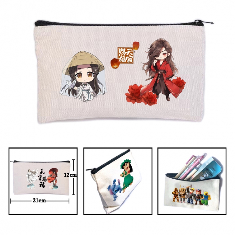 Heavenly Official Blessing Anime canvas minimalist printed pencil case storage bag 21X12cm