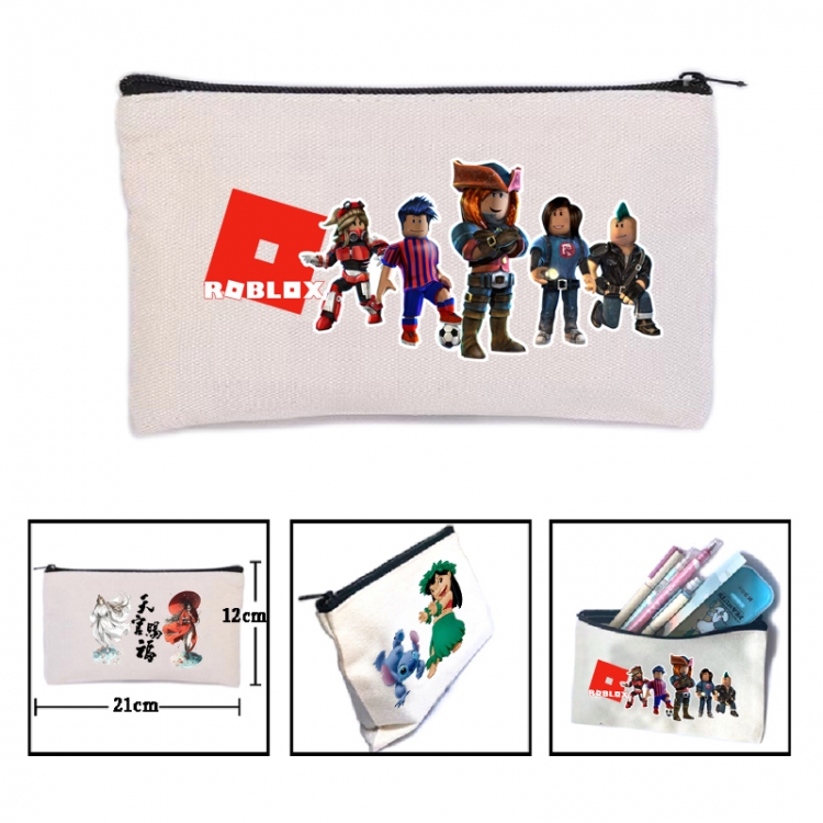 Roblox Anime canvas minimalist printed pencil case storage bag 21X12cm