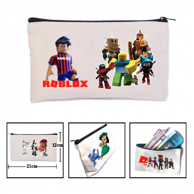 Roblox Anime canvas minimalist printed pencil case storage bag 21X12cm