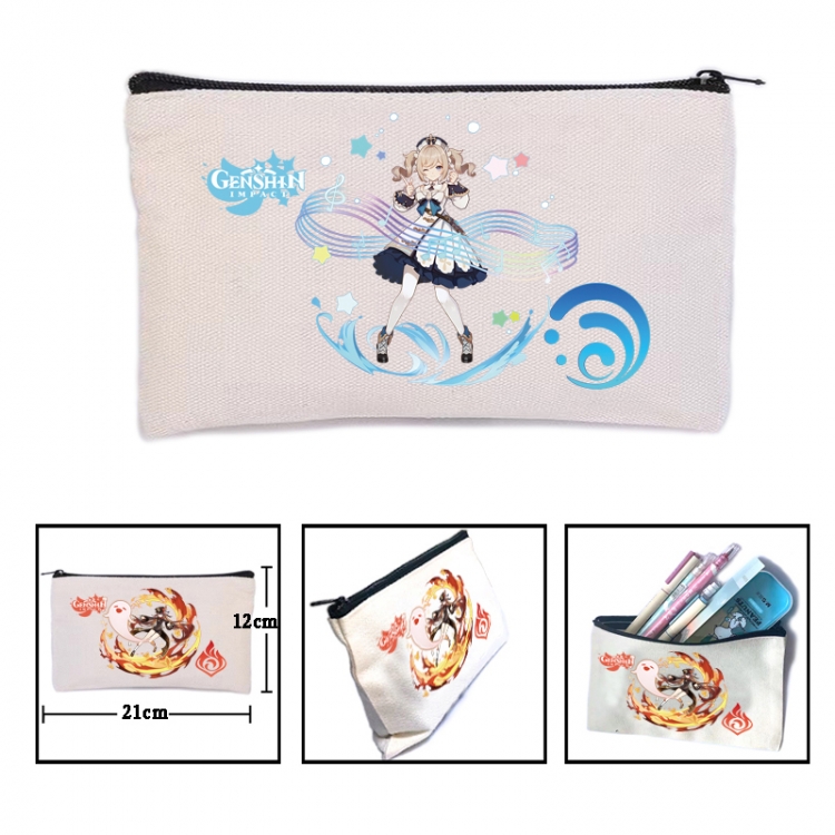 Genshin Impact Anime canvas minimalist printed pencil case storage bag 21X12cm