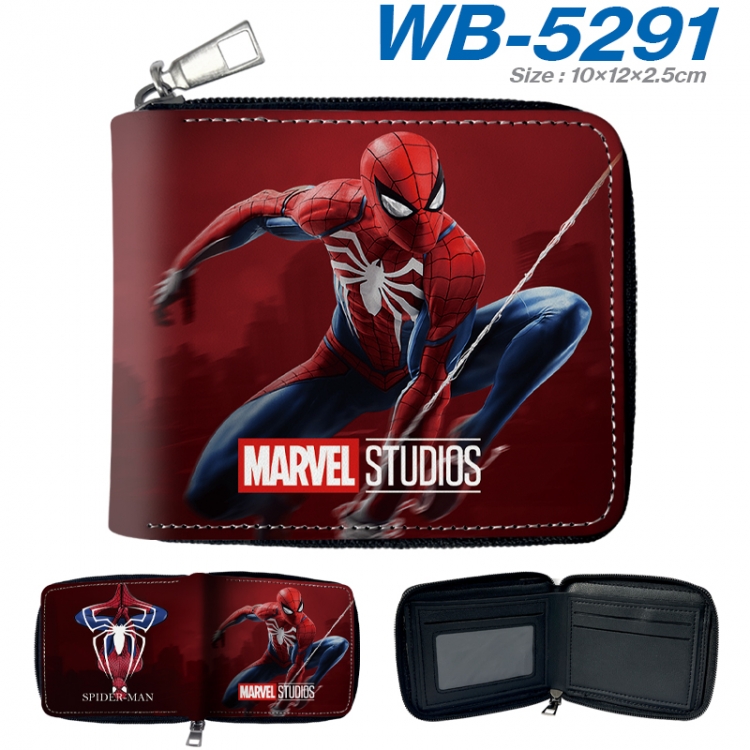 Superheroes Anime color short full zip folding wallet 10x12x2.5cm