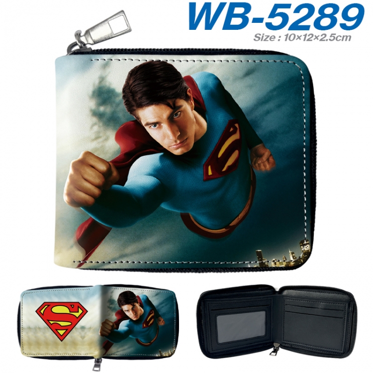 Superheroes Anime color short full zip folding wallet 10x12x2.5cm