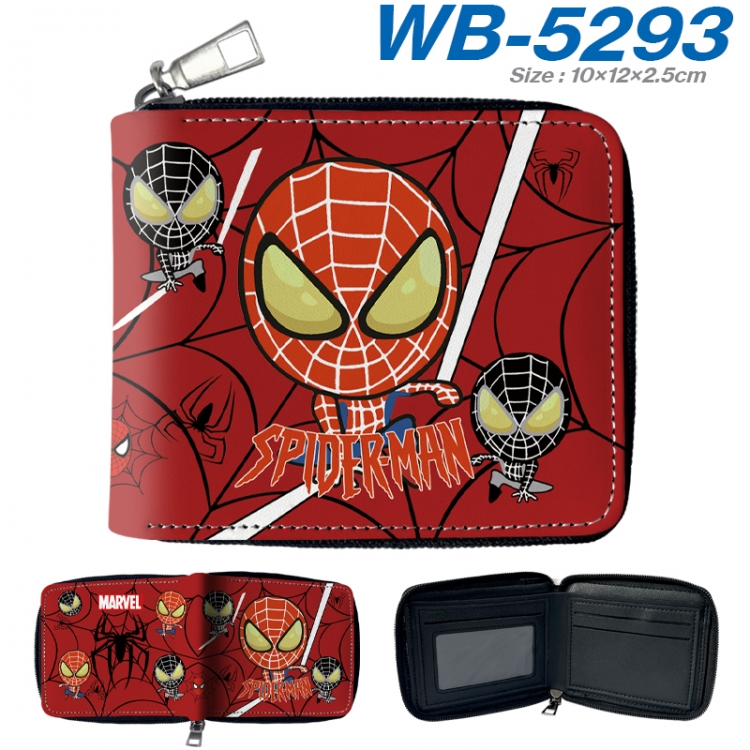 Superheroes Anime color short full zip folding wallet 10x12x2.5cm