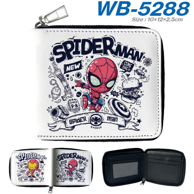 Superheroes Anime color short full zip folding wallet 10x12x2.5cm