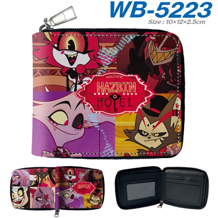 Hazbin Hotel Anime color short full zip folding wallet 10x12x2.5cm