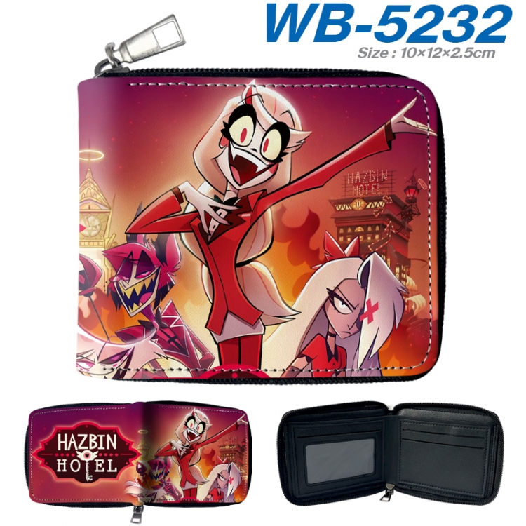 Hazbin Hotel Anime color short full zip folding wallet 10x12x2.5cm