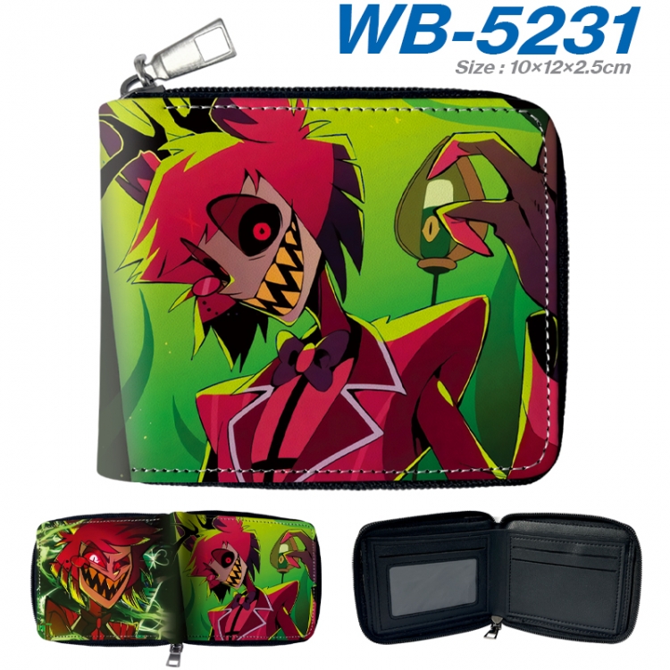 Hazbin Hotel Anime color short full zip folding wallet 10x12x2.5cm